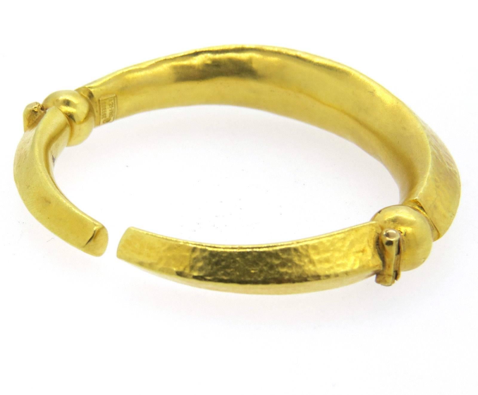 Women's Ilias Lalaounis Greece Hammered Gold Cuff Bracelet