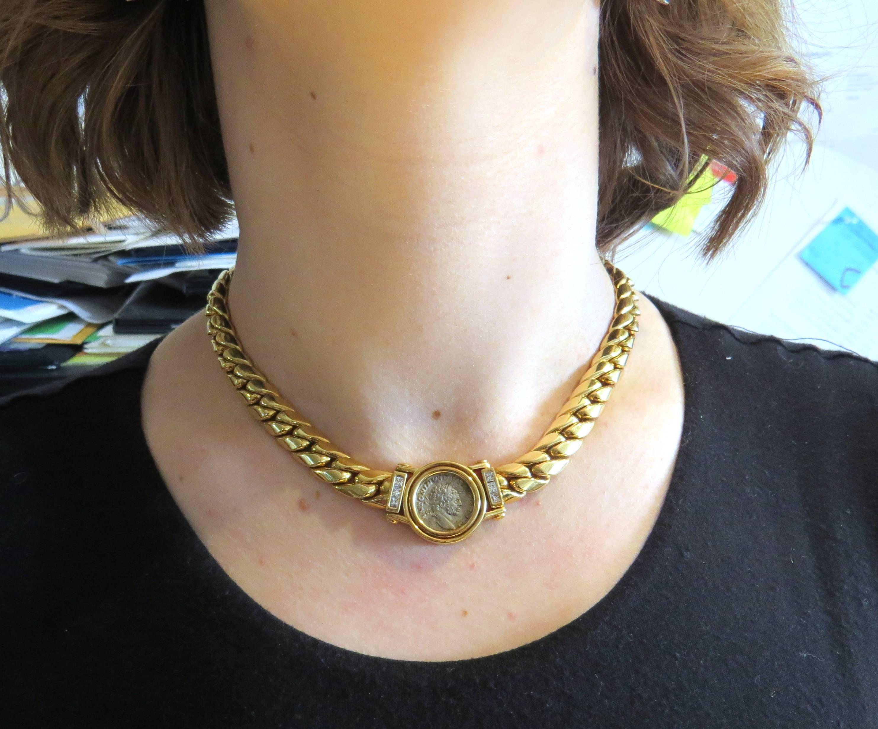 Weingrill Italy Diamond Gold Ancient Coin Pendant Necklace 1