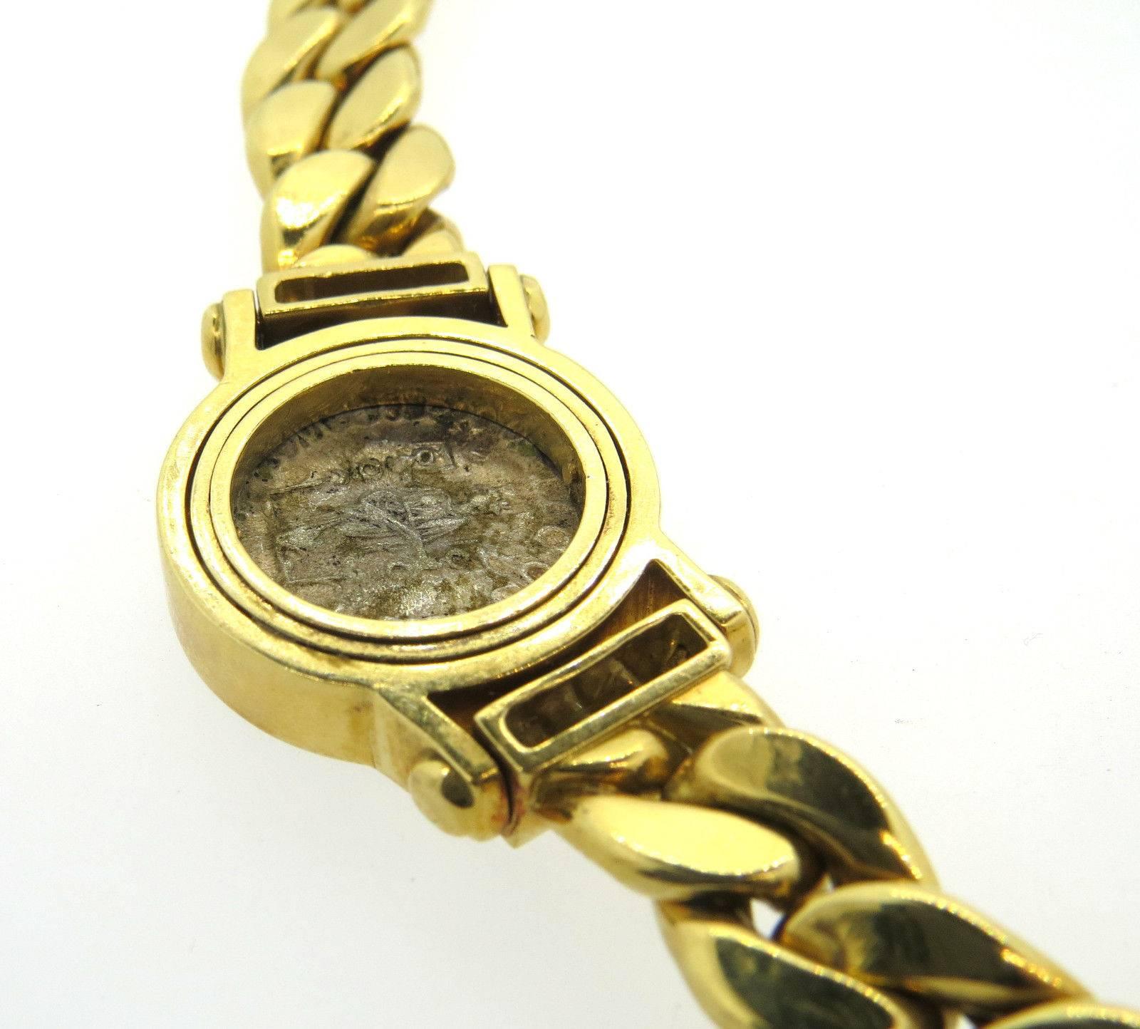 Women's Weingrill Italy Diamond Gold Ancient Coin Pendant Necklace