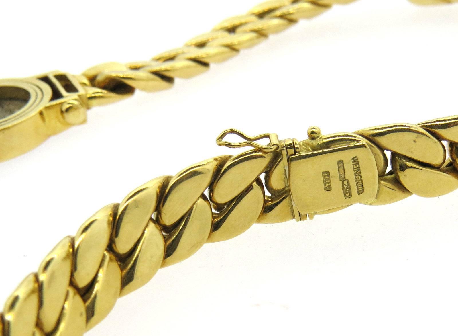 Weingrill Italy Diamond Gold Ancient Coin Pendant Necklace In Excellent Condition In Lambertville, NJ