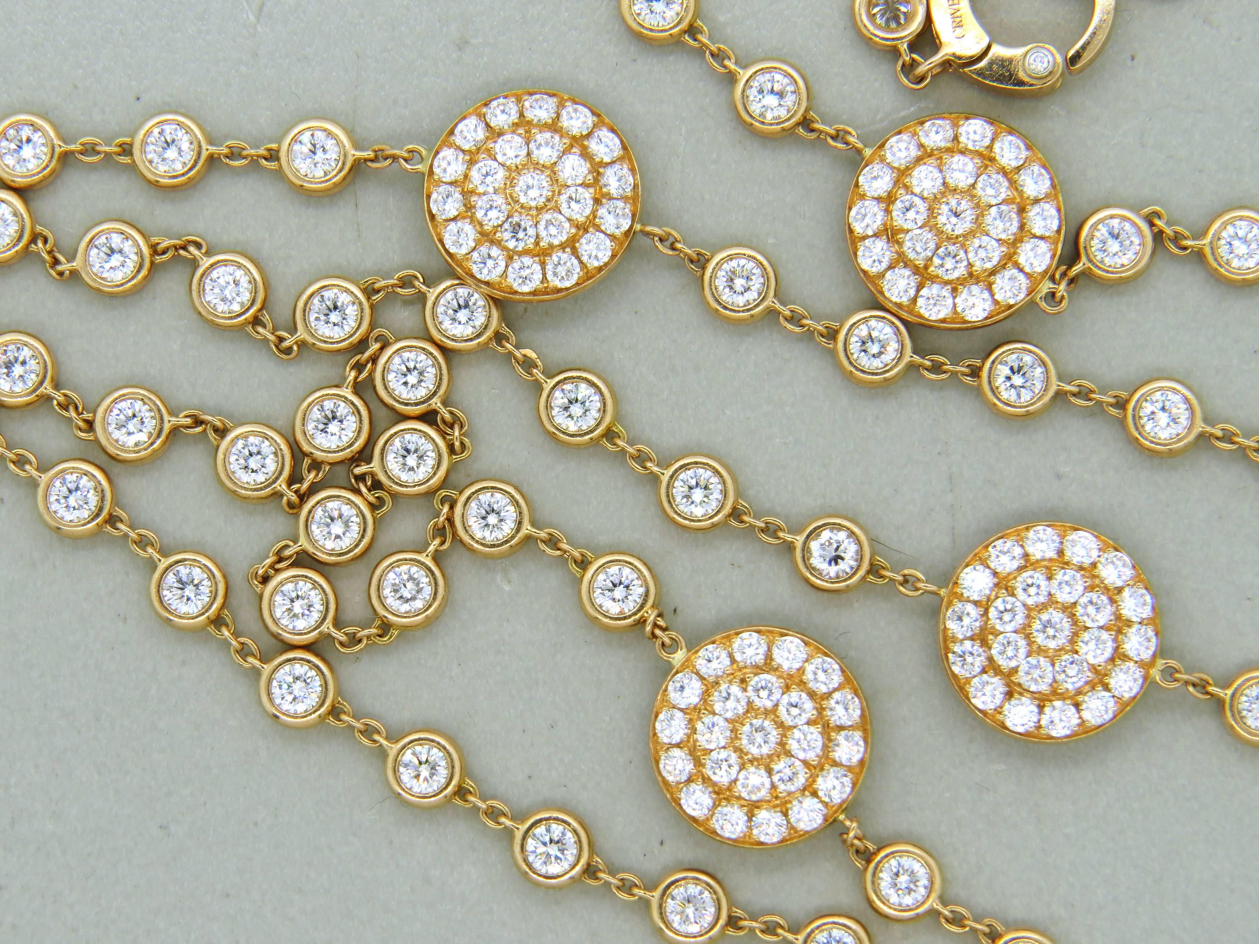 An impressive 18k rose gold necklace set with 19.75ctw of F/VVS diamonds.  Crafted by Crivelli, the necklace is 47 1/2
