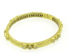Judith Ripka Crystal Diamond Gold Bangle Bracelet