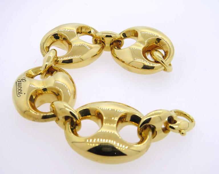 Massive Gucci Marina Chain Gold Link Bracelet For Sale at 1stdibs