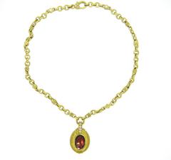 Judith Ripka Gold Intaglio Diamond Pendant Necklace