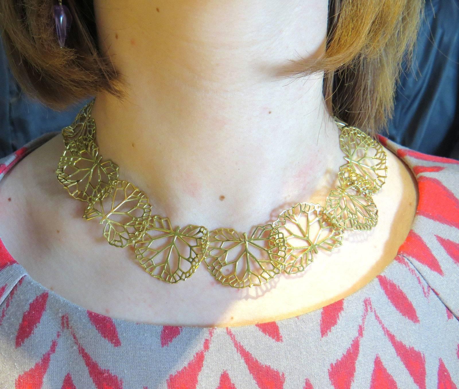 Women's 1980s Angela Cummings Gold Leaf Motif Necklace