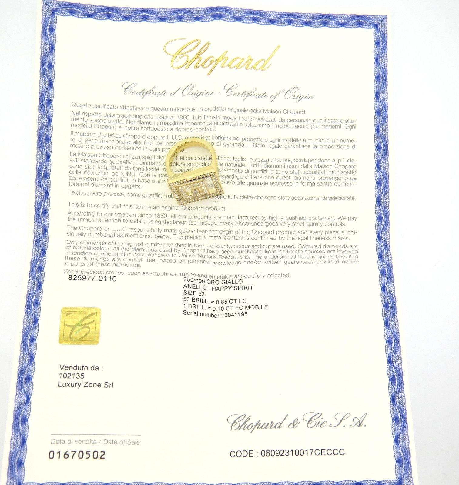 Chopard Happy Spirit Floating Diamond Gold Square Ring In New Condition In Lambertville, NJ