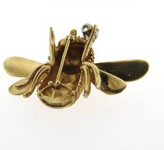 Diamond Gold Bee Insect Brooch Pin