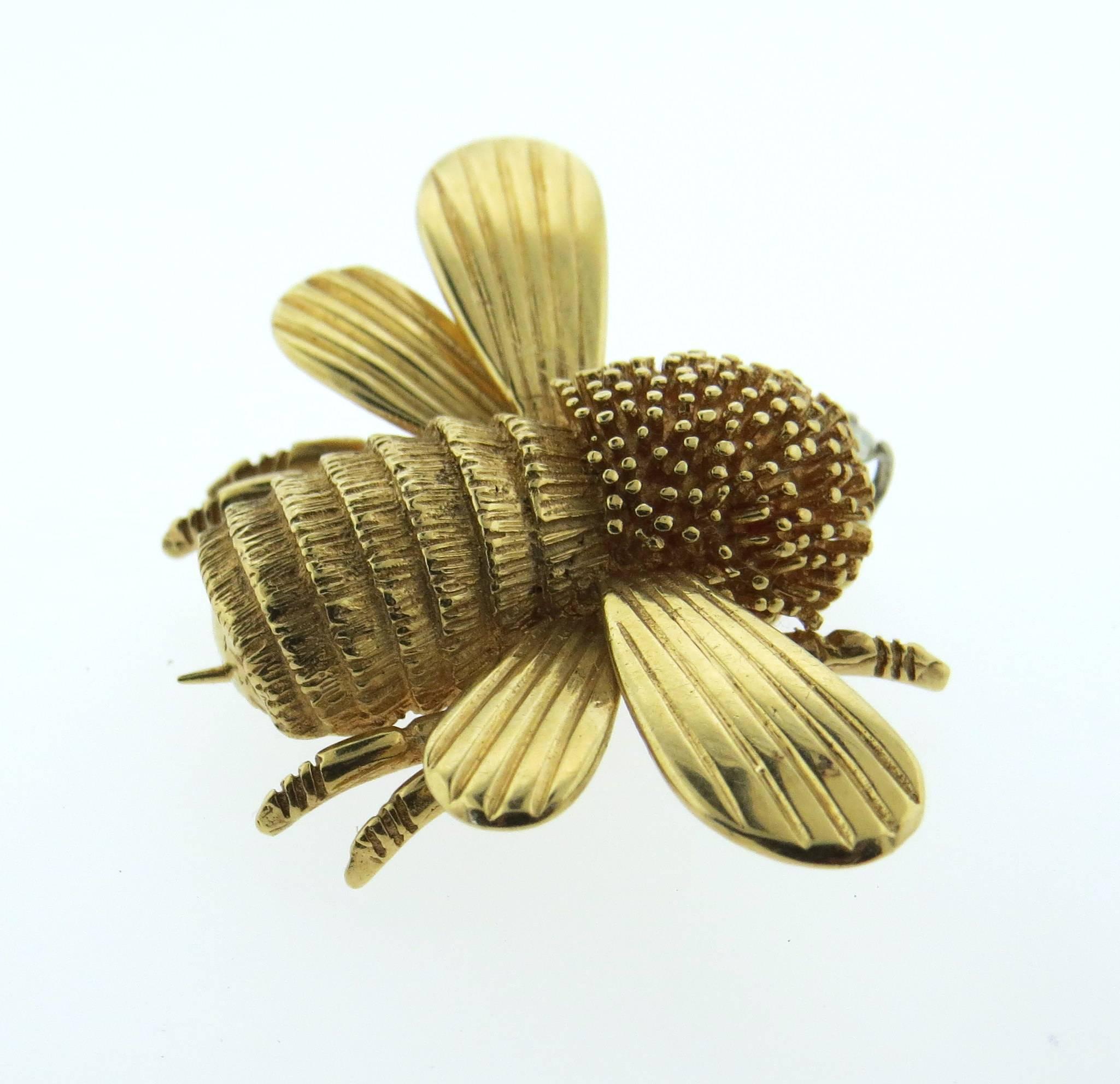 Women's Diamond Gold Bee Insect Brooch Pin