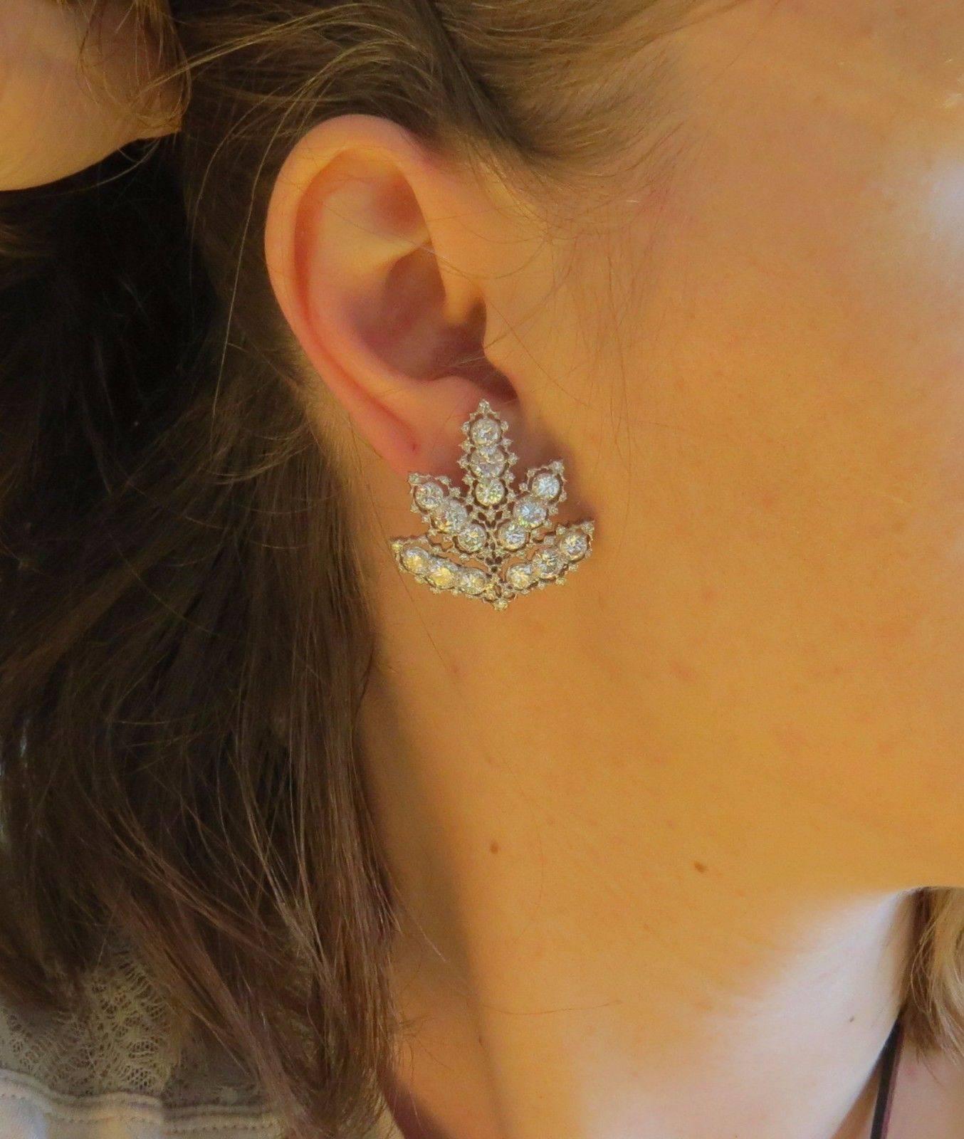 Buccellati Important Emerald Diamond Gold Leaf Drop Day Night Earrings 2
