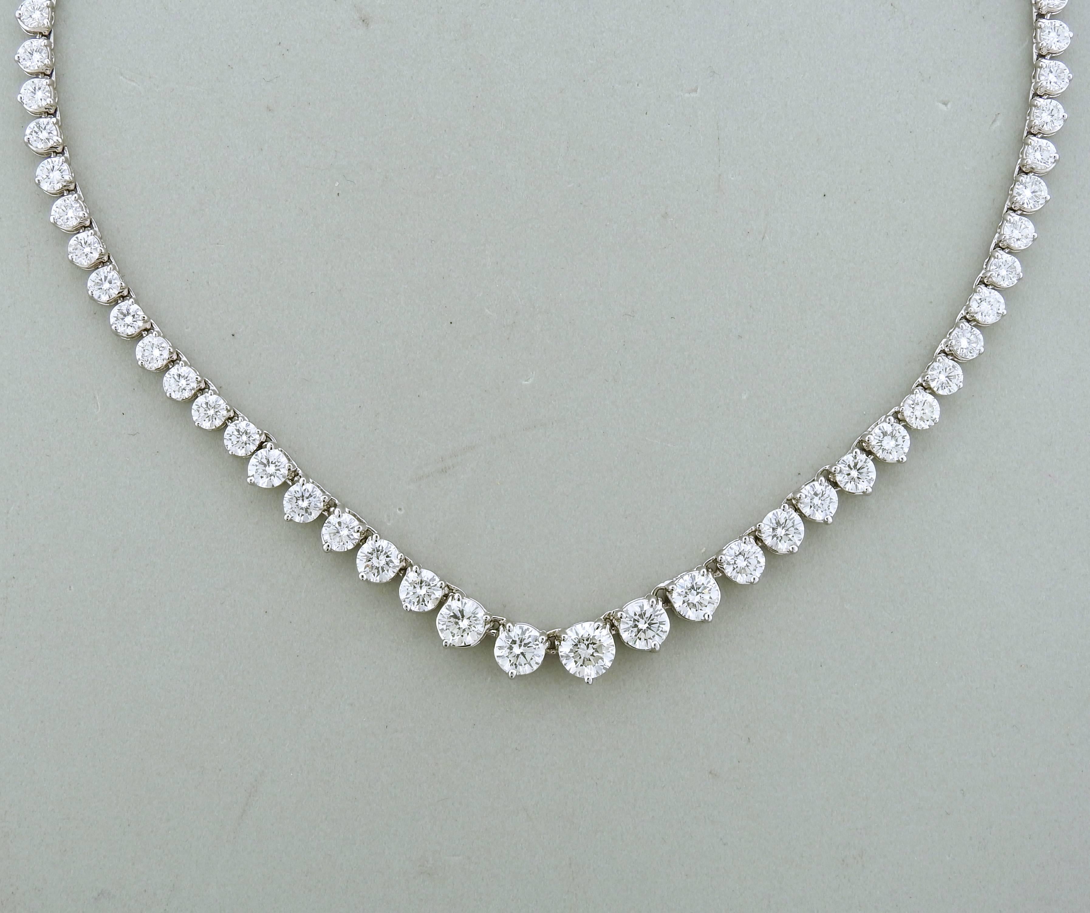 Exquisite 20.21 Carats Diamonds Gold Riviere Necklace  4