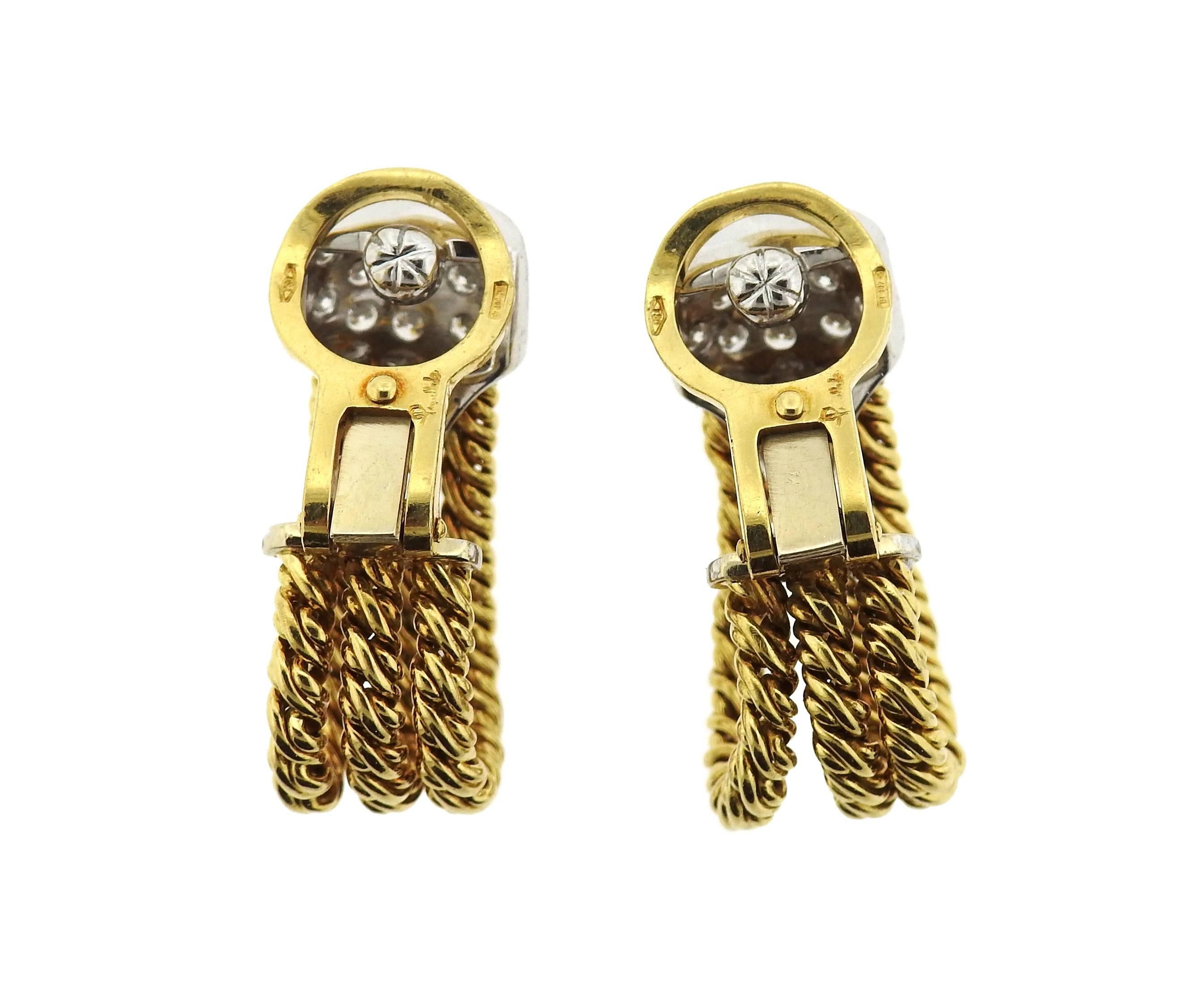  Pomellato Gold Diamond Earrings In Excellent Condition In Lambertville, NJ