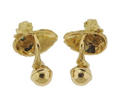Tiffany & Co. Gold Emerald Lion Head Cufflinks