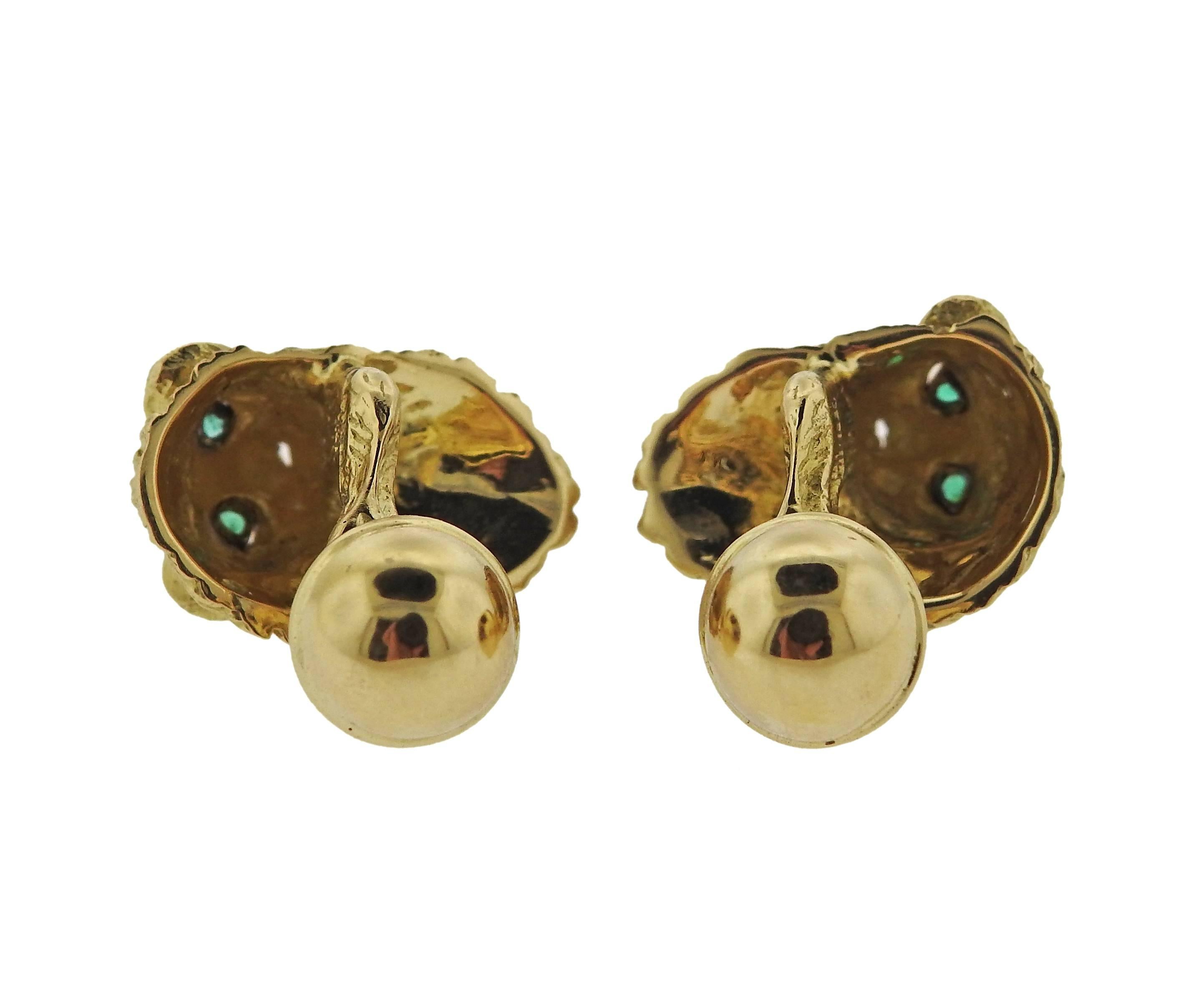 lion cufflinks gold