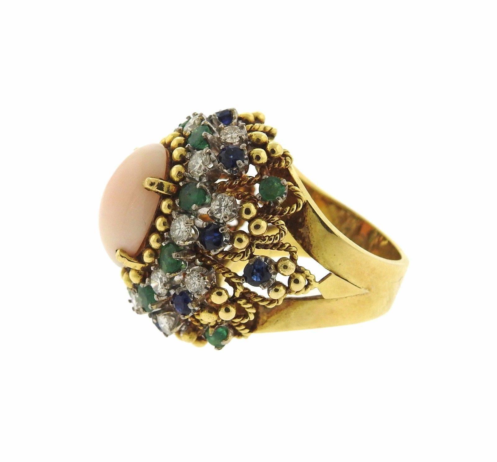 coral sapphire ring