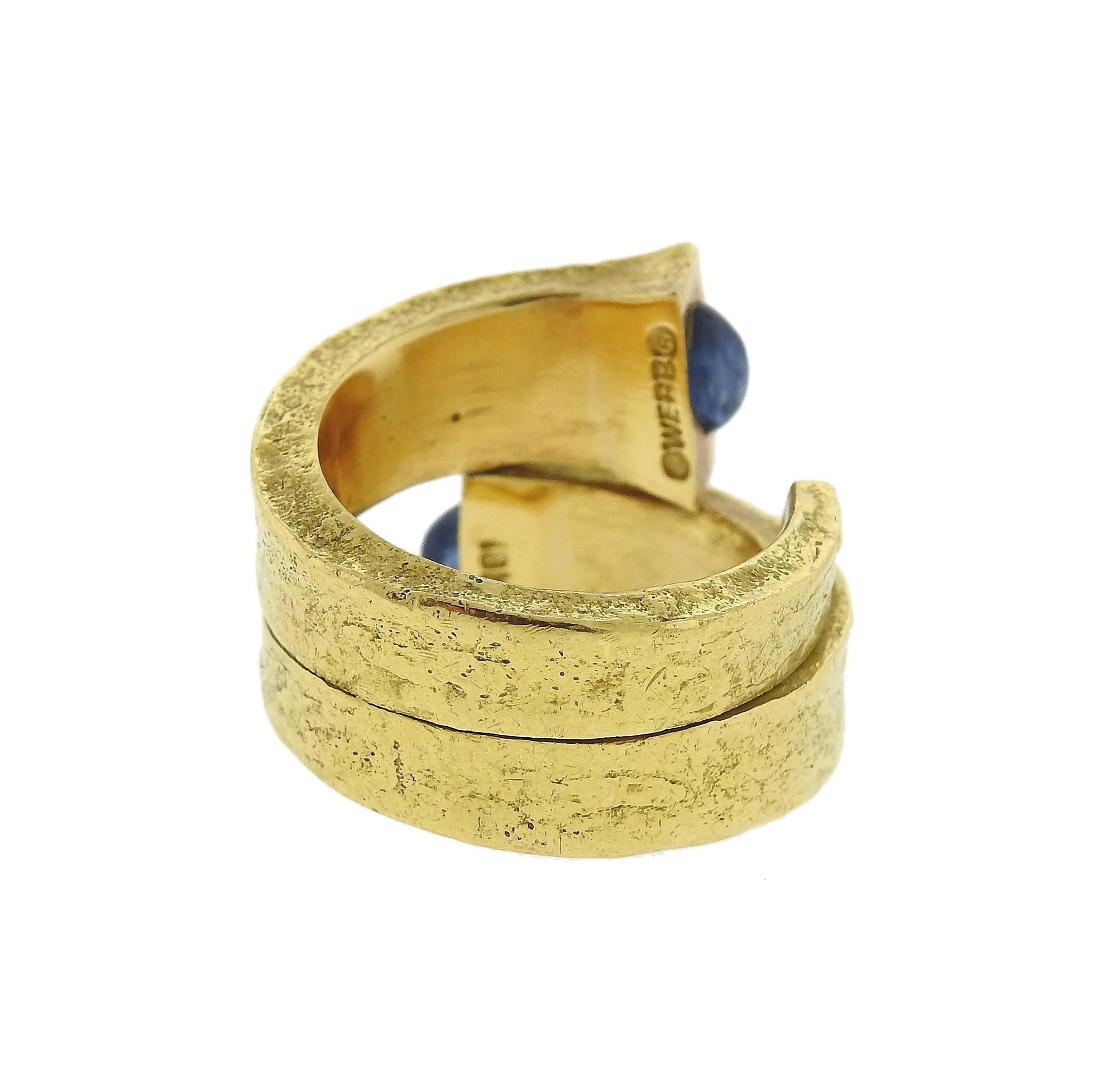 David Webb Iconic Sapphire Gold Rustic Nail Ring In Excellent Condition In Lambertville, NJ