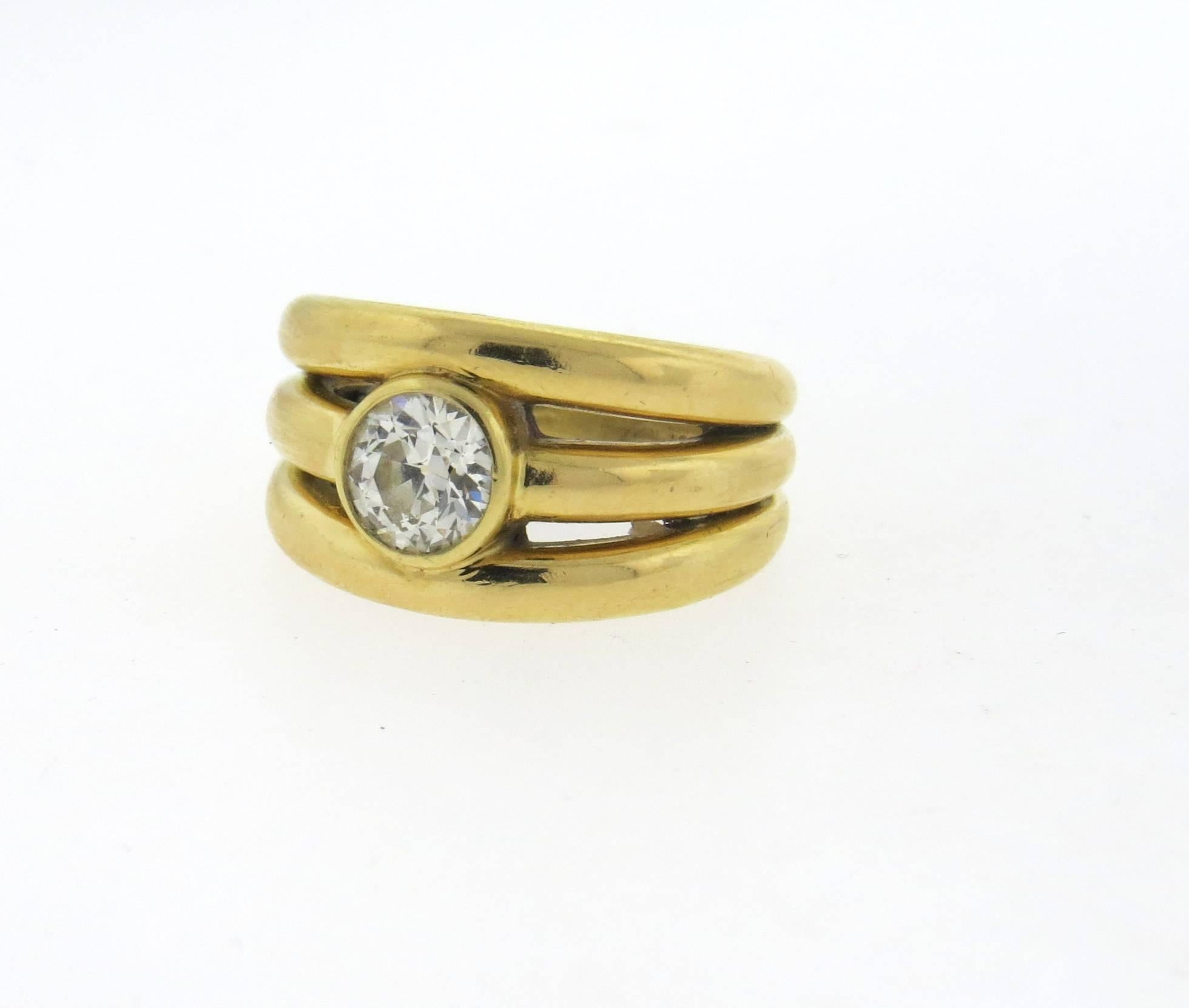 Chaumet France Mid Century Diamond Gold Ring In Excellent Condition In Lambertville, NJ