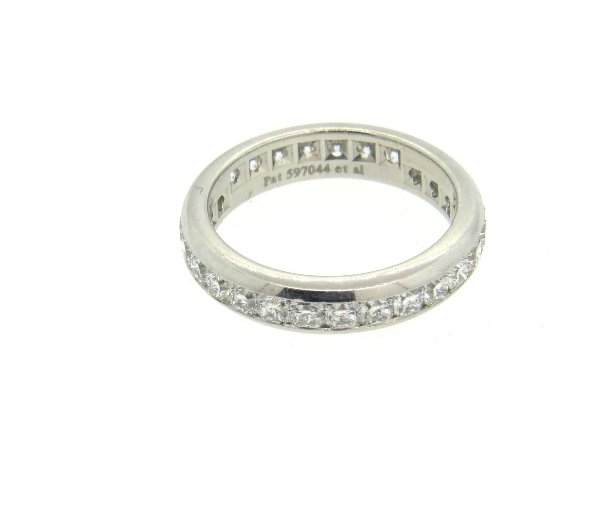 Tiffany & Co Lucida Platinum Diamond Eternity Wedding Band Ring In Excellent Condition In Lambertville, NJ