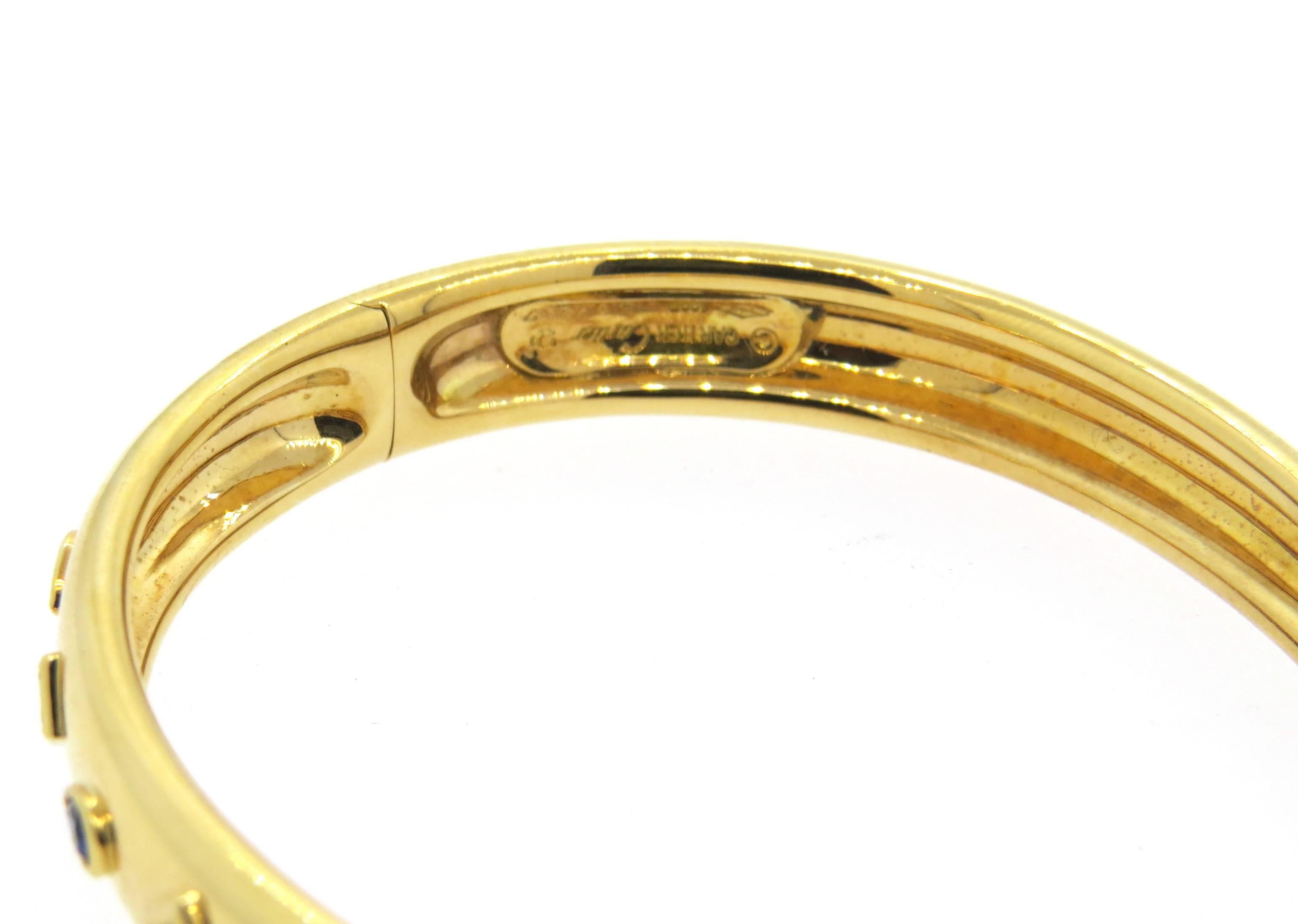 Women's Cartier Sapphire Diamond Gold Bangle Bracelet