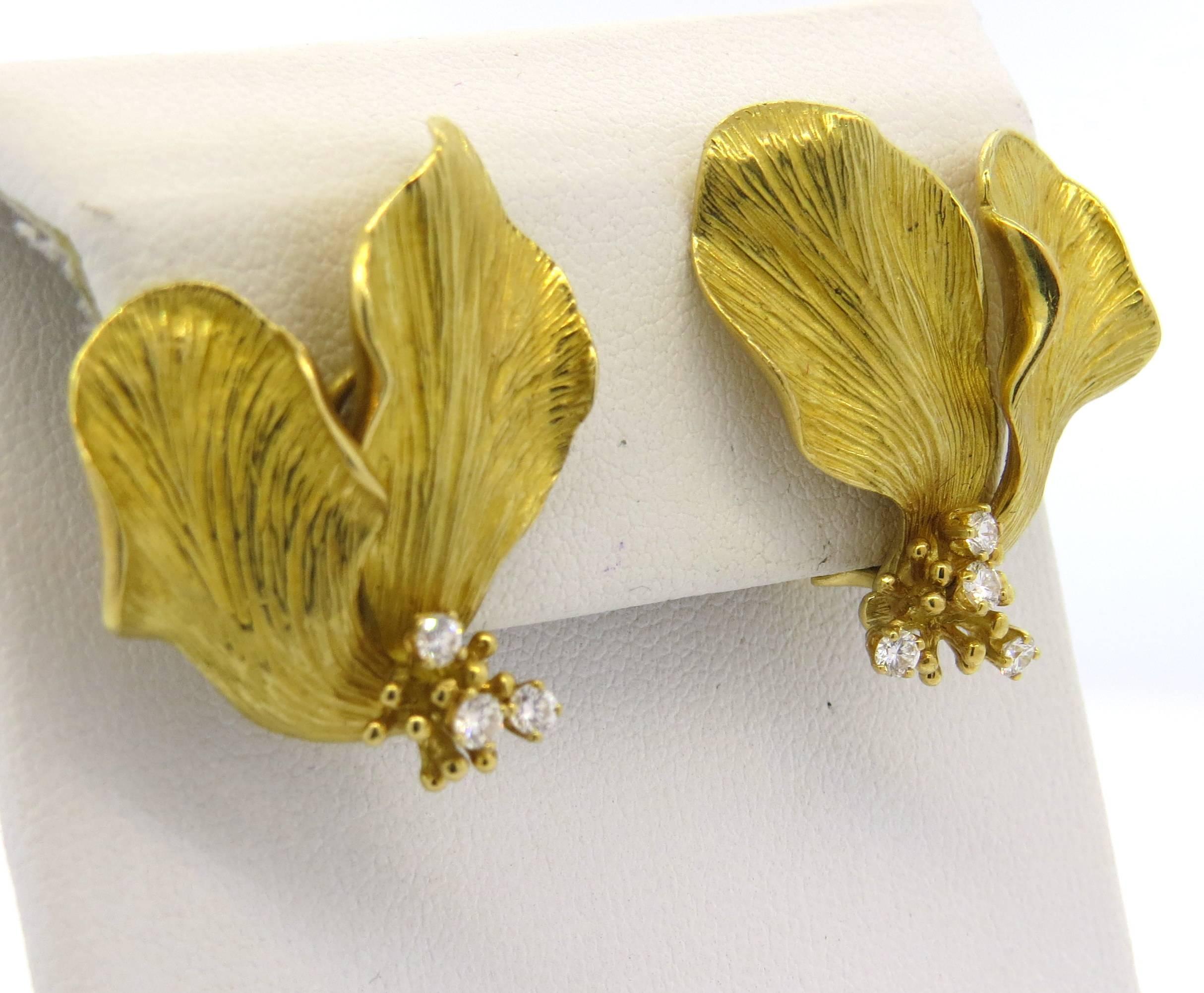 Women's Tiffany & Co. Diamond Gold Flower Earrings