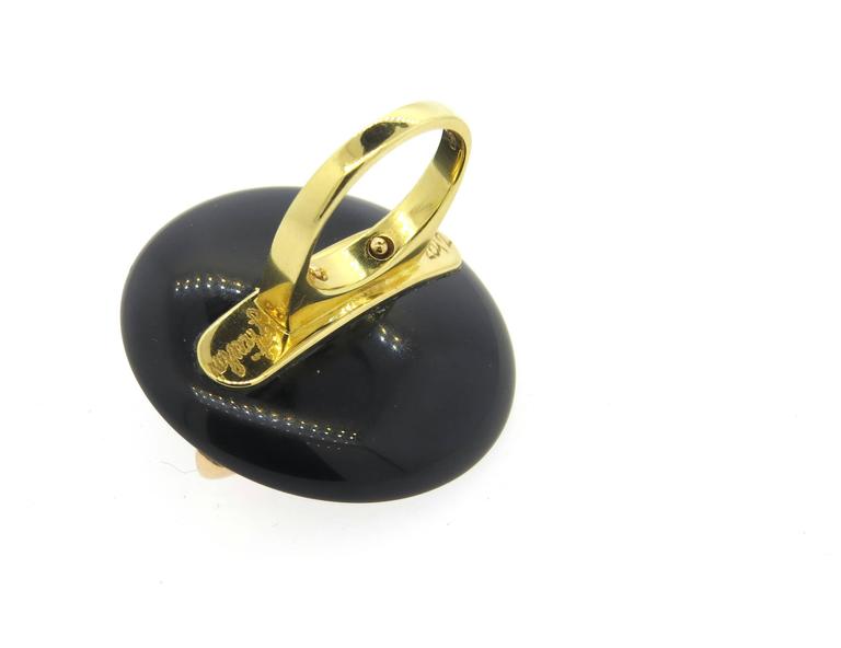 Giorgio Facchini Large Onyx Two Color Gold Ring at 1stDibs