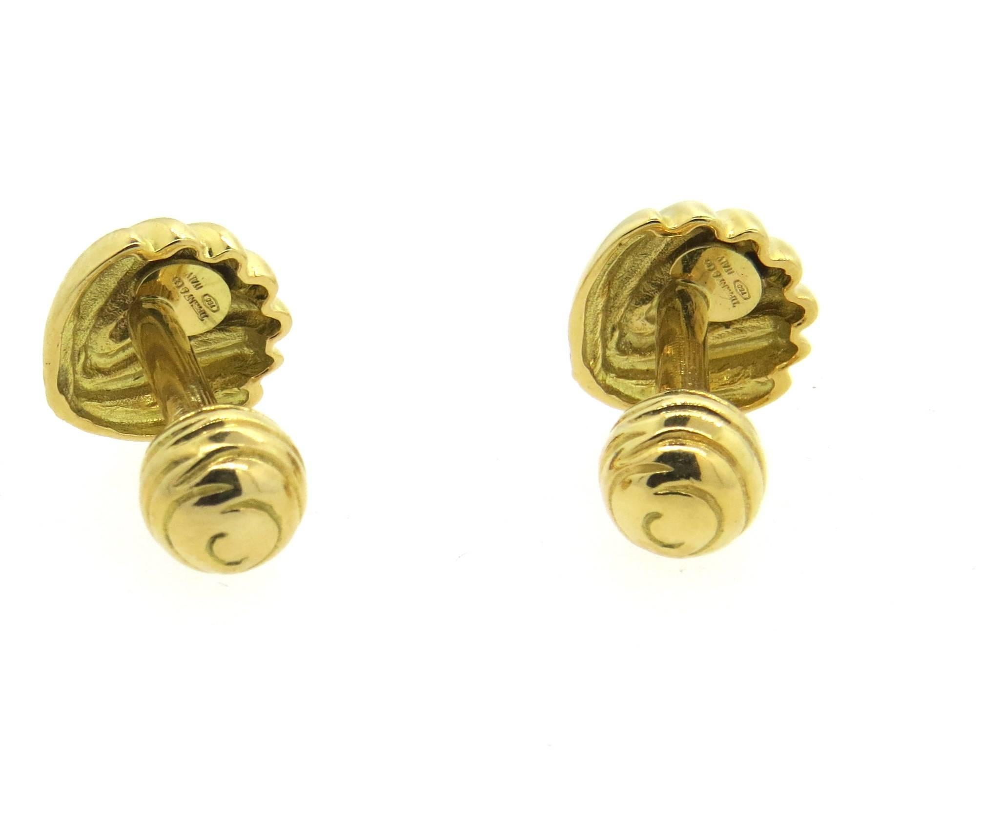 Men's Tiffany & Co. Gold Shell Motif Cufflinks  For Sale