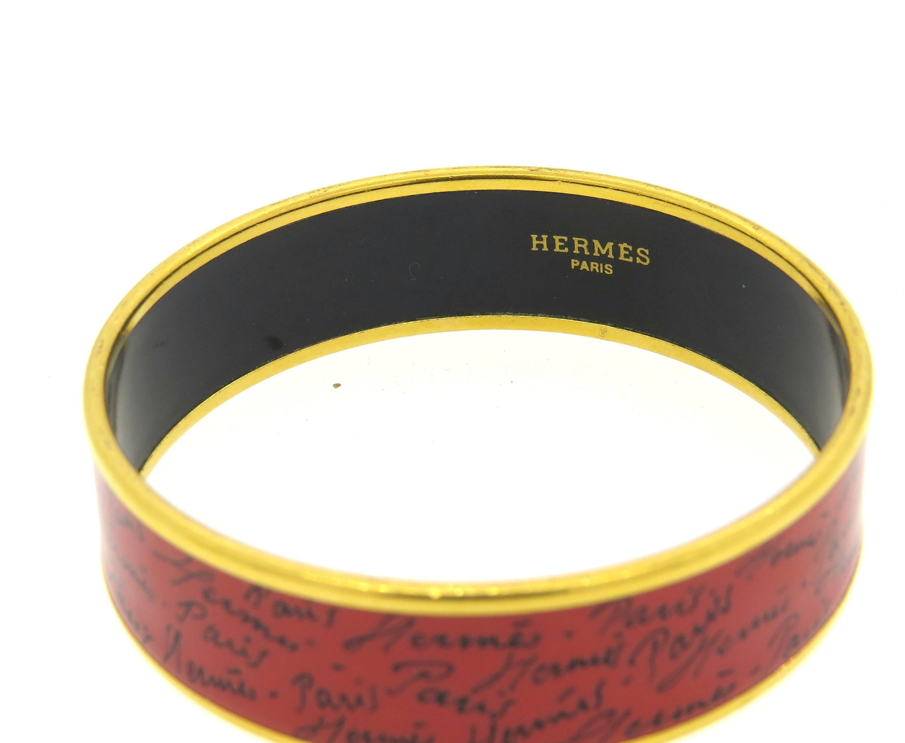 Women's Hermes Paris Enamel Bangle Bracelet 
