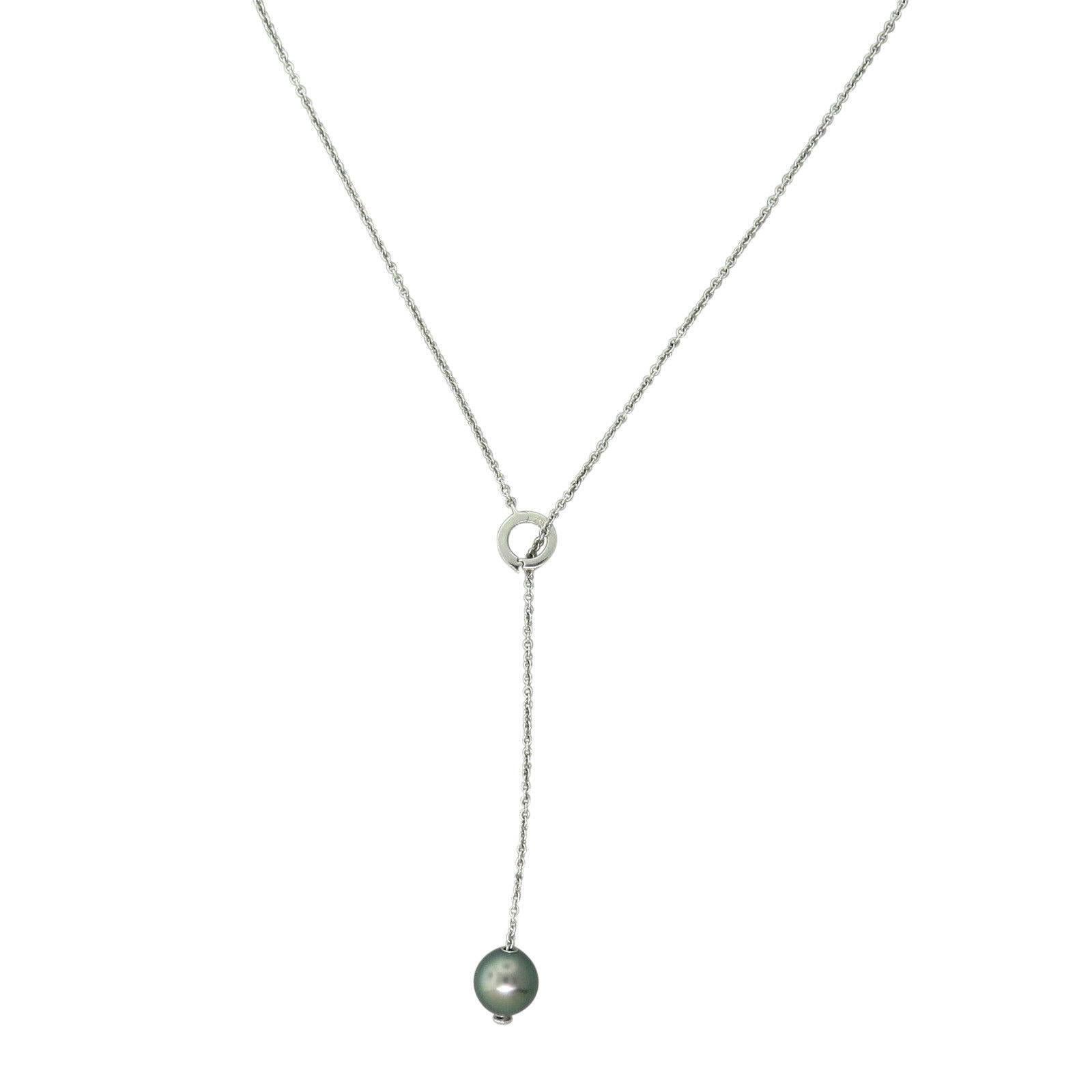 Mikimoto drop necklace with adjustable length,featuring one 10.7mm pearl and diamond clasp from the Pearls In Motion collection. Necklace length is adjustable to 18