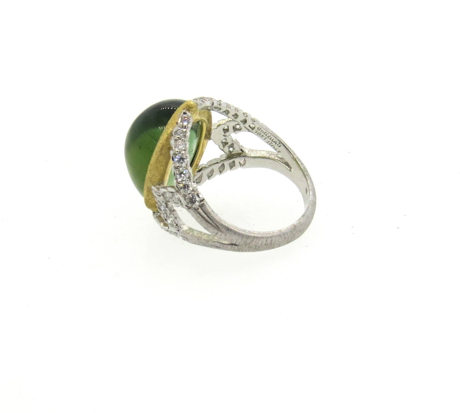Buccellati Syphony Green Tourmaline Diamond Gold Ring  1