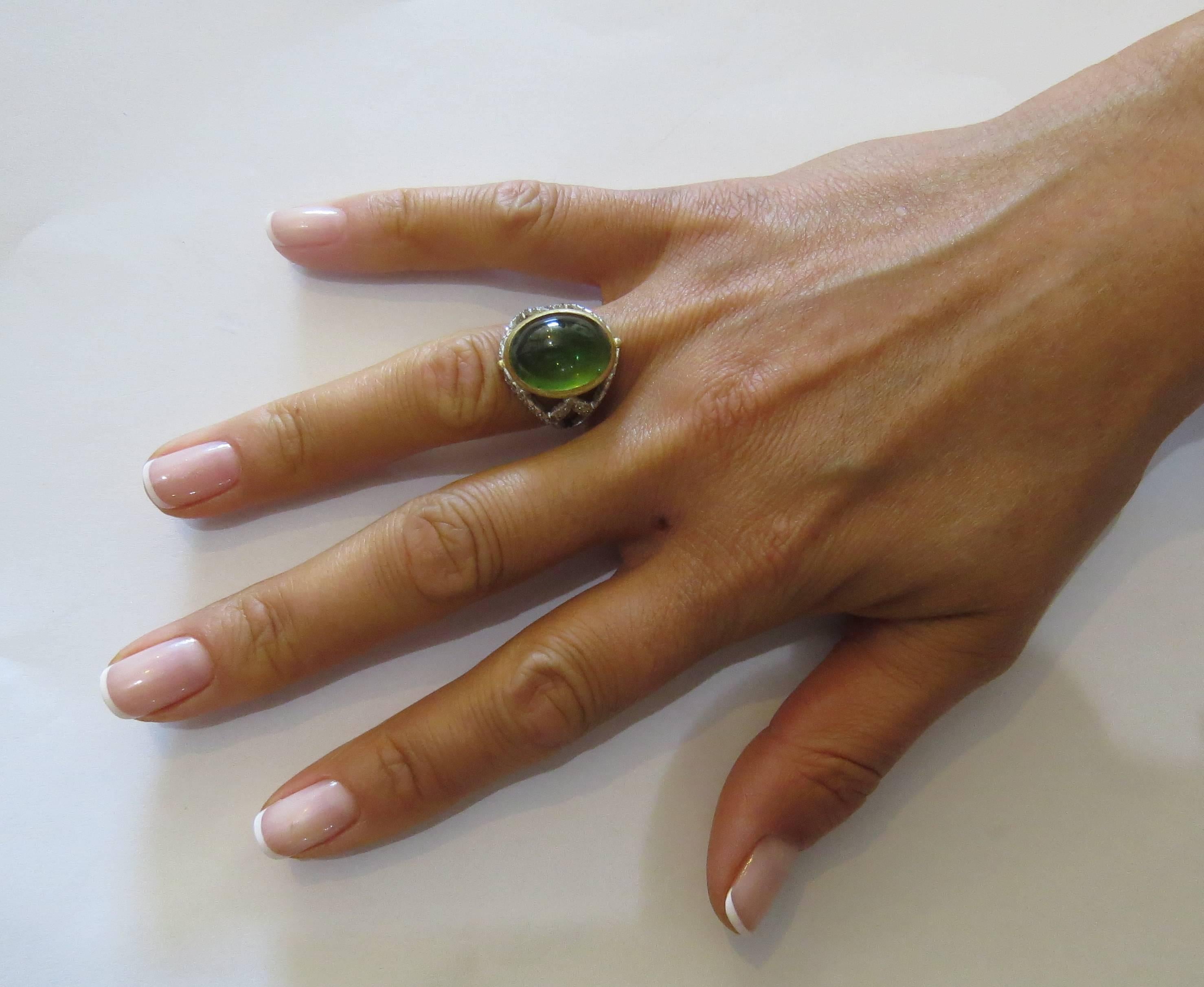Buccellati Syphony Green Tourmaline Diamond Gold Ring  2