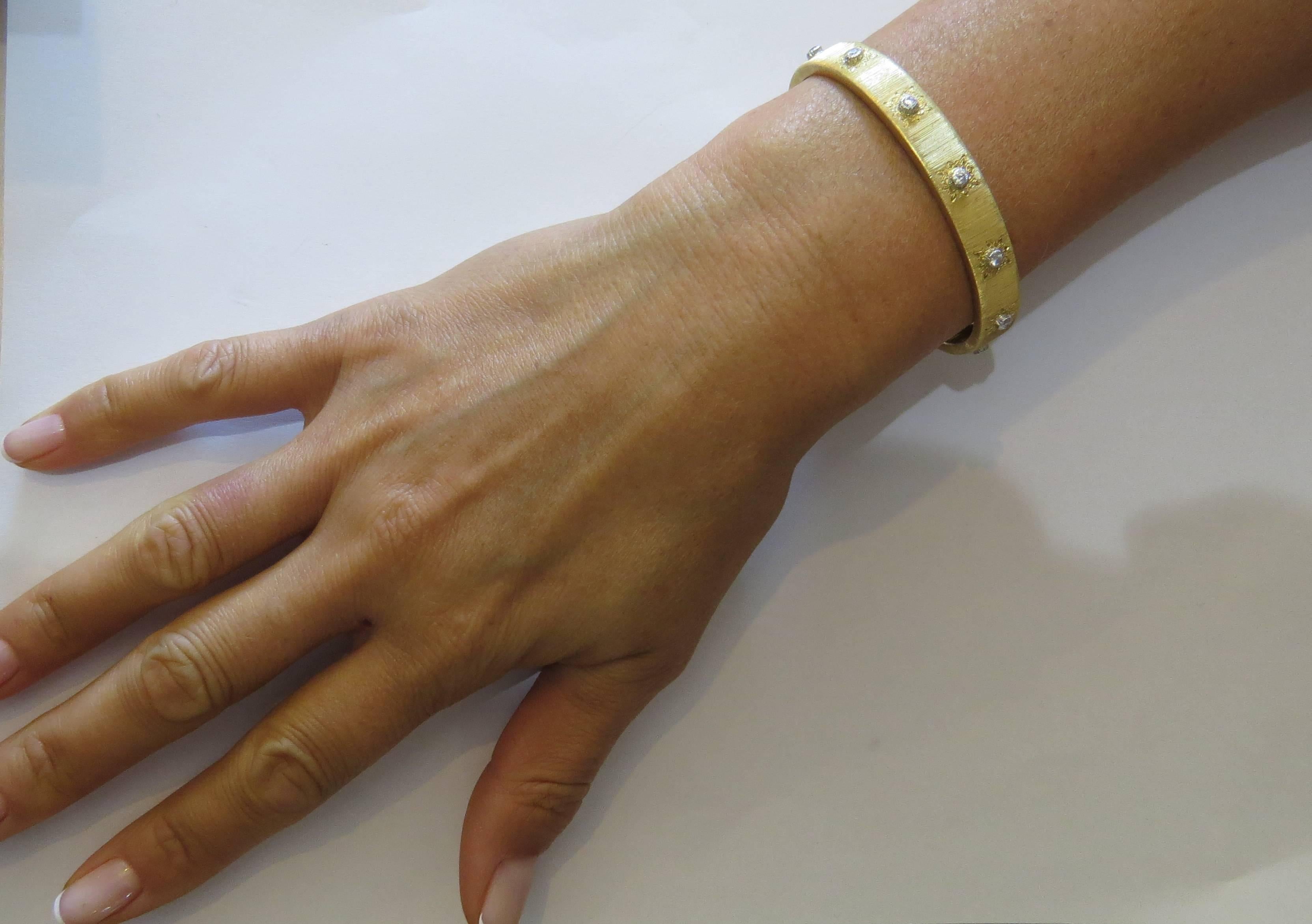 Women's Buccellati Diamond Gold Cuff Bracelet 