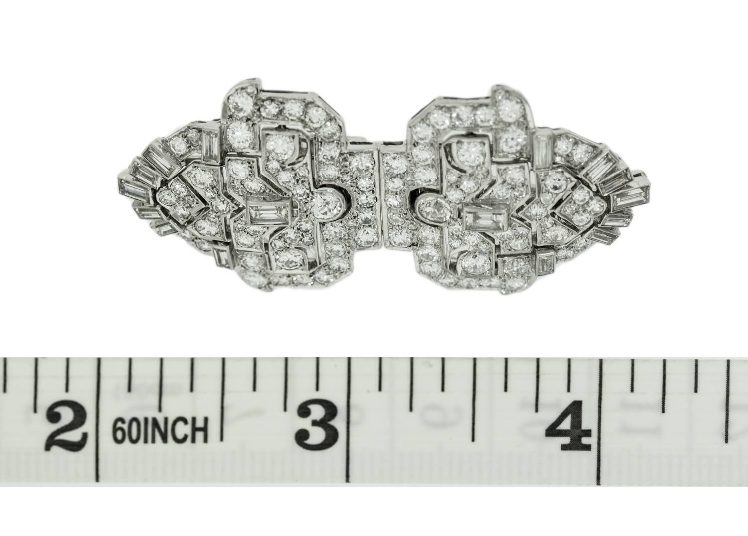 Women's 1930s Art Deco Diamond Platinum Brooch Clip For Sale