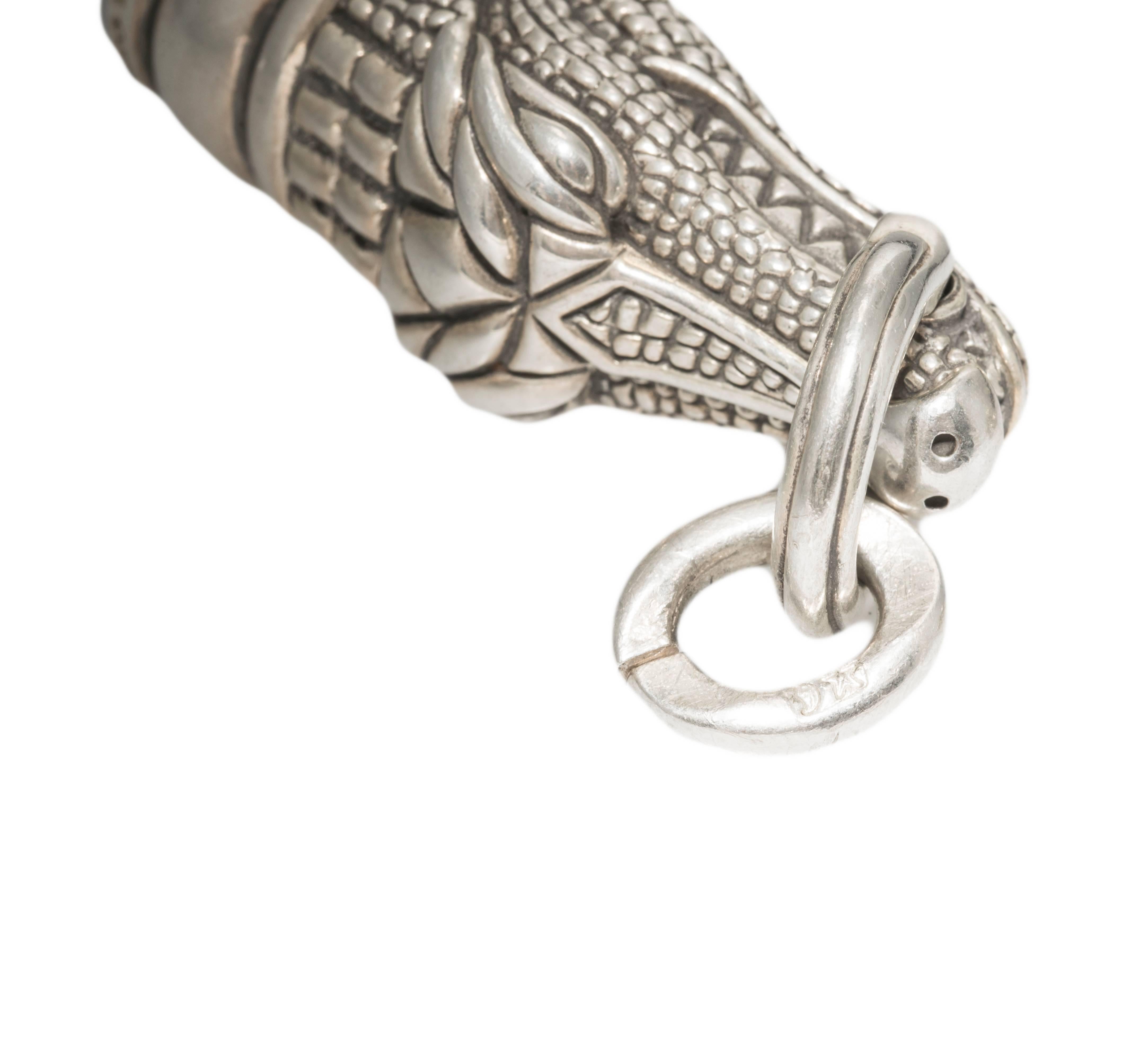 Women's or Men's 1993 Kieselstein-Cord Sterling Silver Alligator Head Necklace For Sale