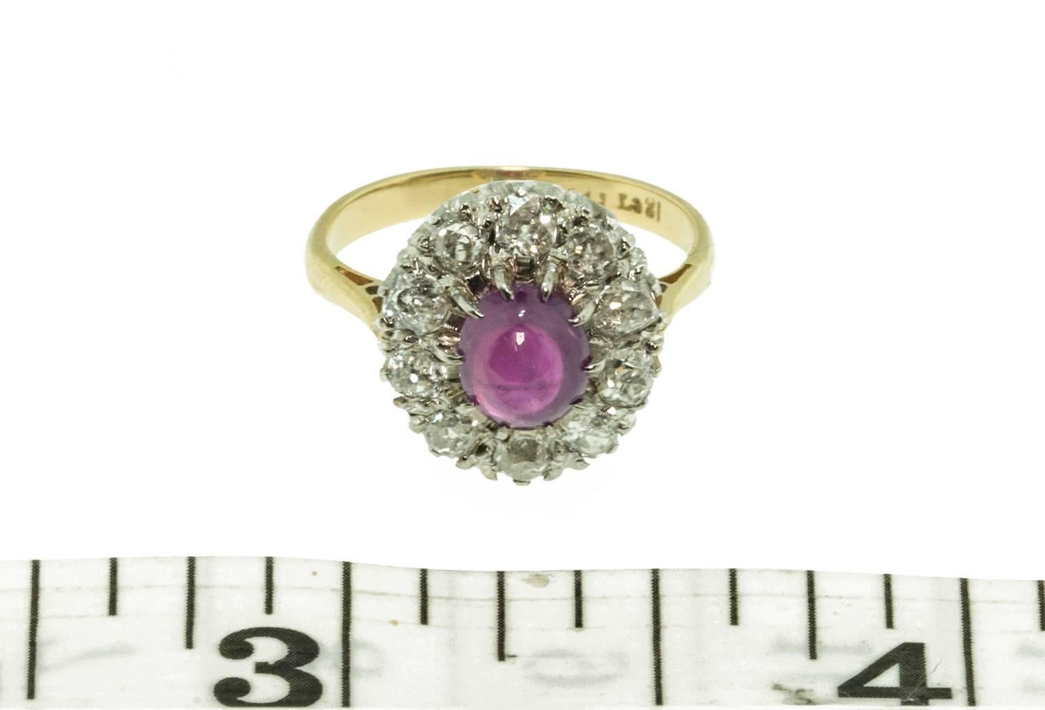 Antique Star Ruby Diamond Gold Platinum Ring For Sale 1