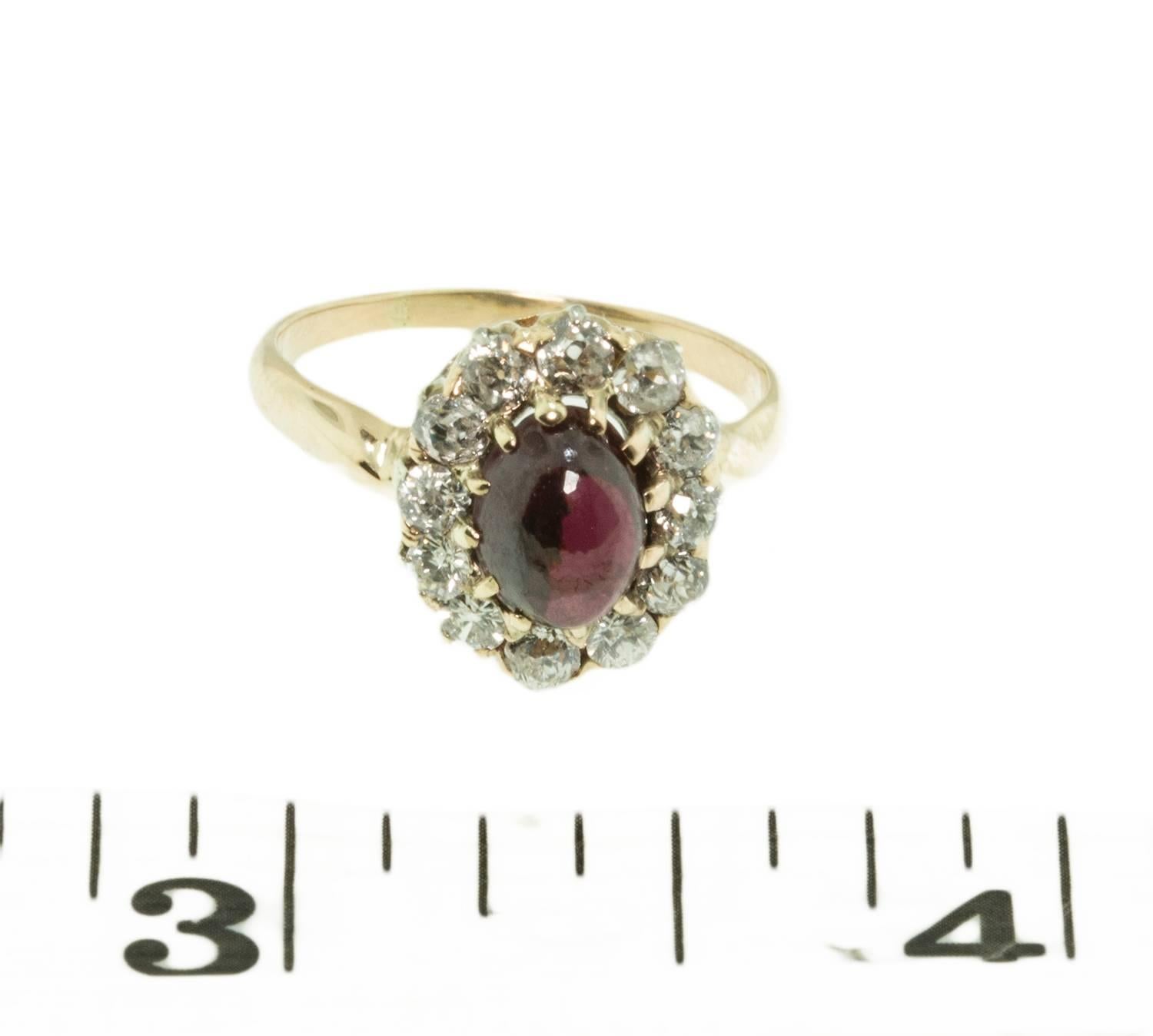 Women's Antique Garnet Diamond Gold Ring For Sale