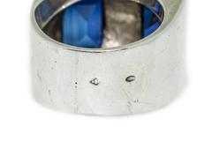 Retro French Silver Gold and Synthetic Sapphire Ring