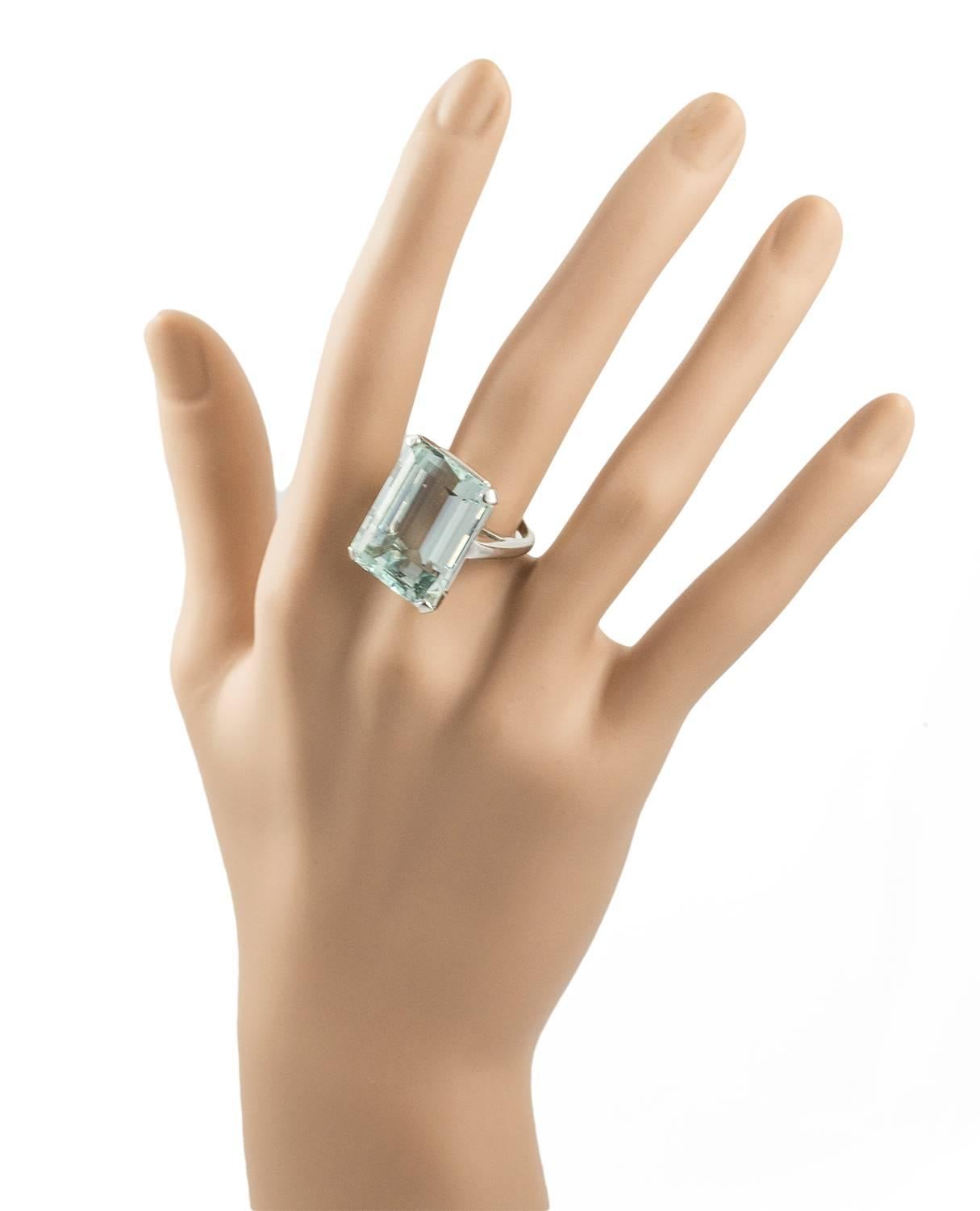 Women's Custom Made Aquamarine Gold Ring For Sale