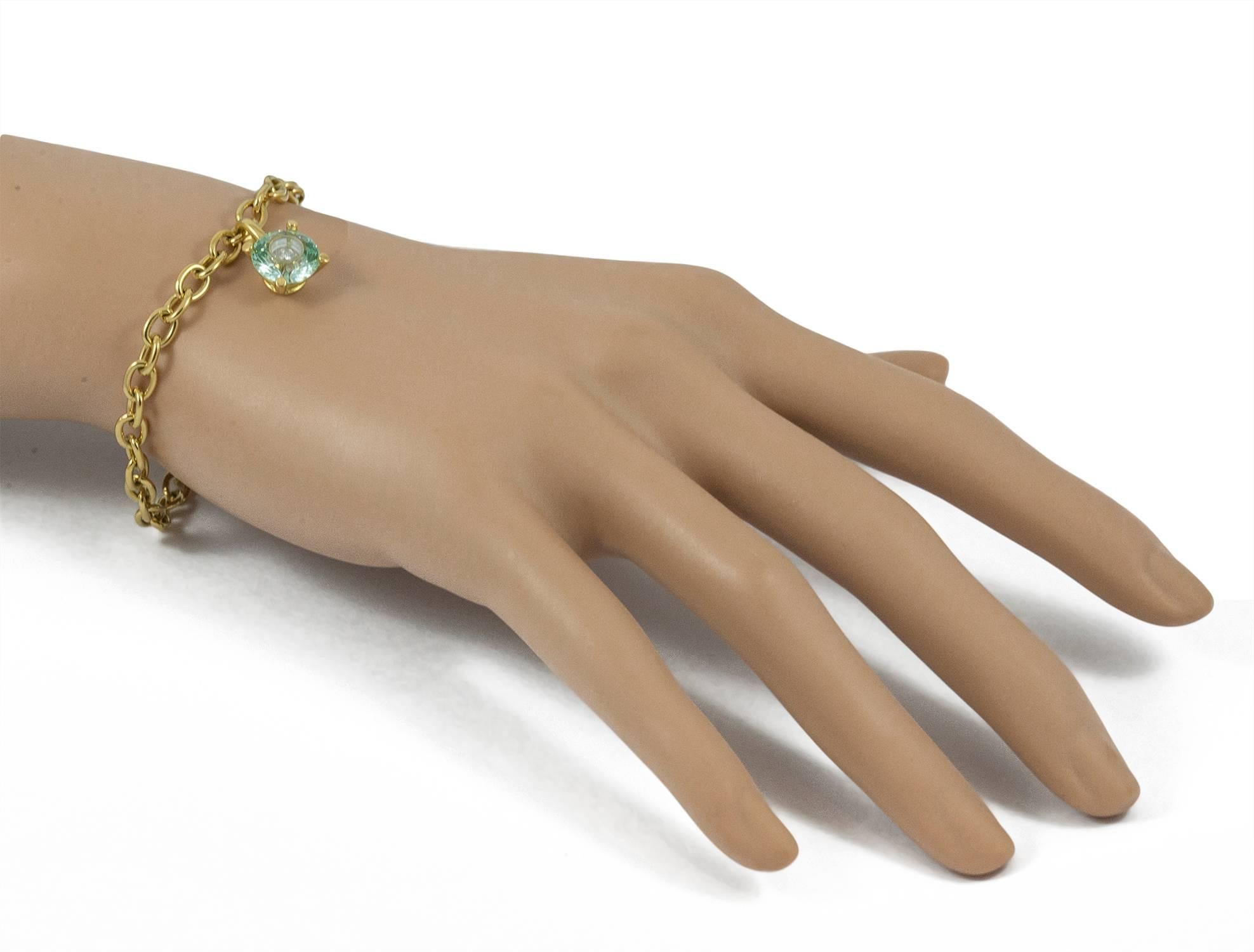 Women's or Men's Chopard Blue Topaz Happy Diamond Gold Bracelet  For Sale