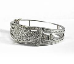 Art Deco Sapphire Diamond Gold Platinum Cuff Bracelet