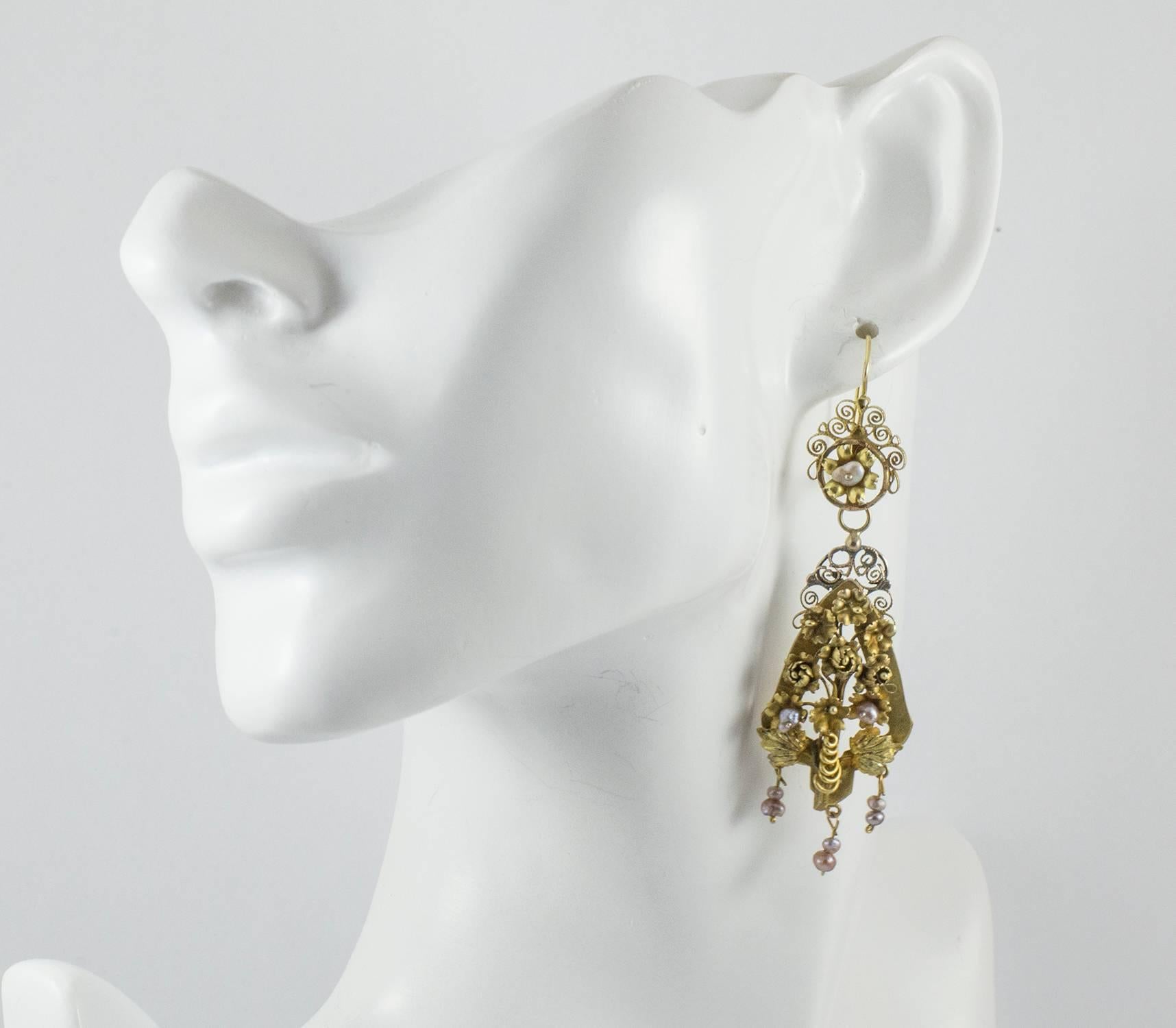 Women's Antique Day and Night Earrings For Sale