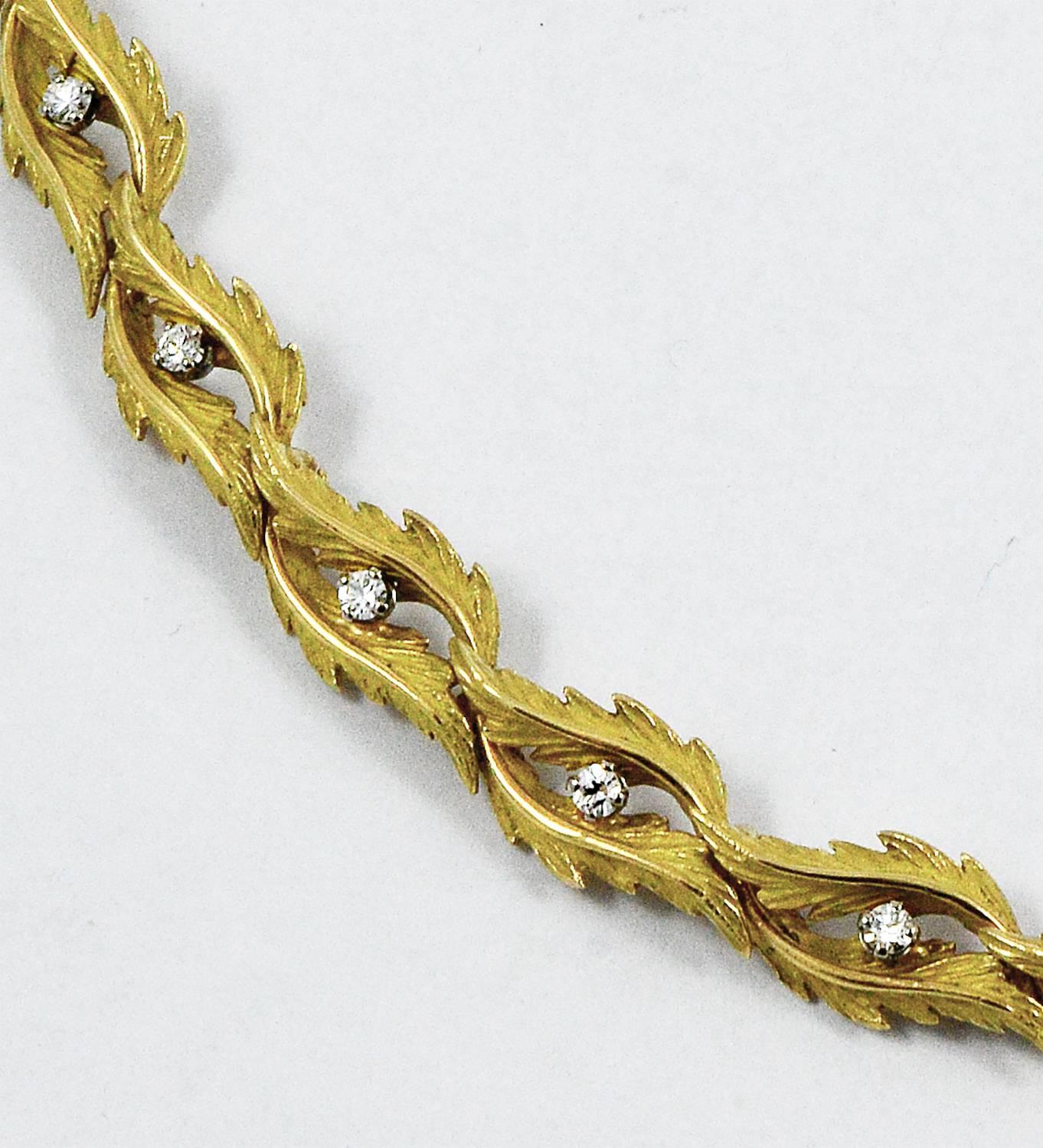 Women's Vintage French 18k Diamond Foliat Necklace