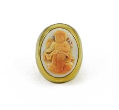 Angel Skin Coral Putti Cameo Ring