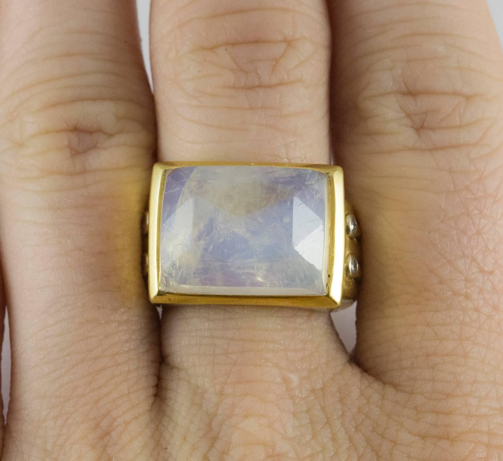 Vintage Faceted Custom Made Moonstone Ring For Sale 1