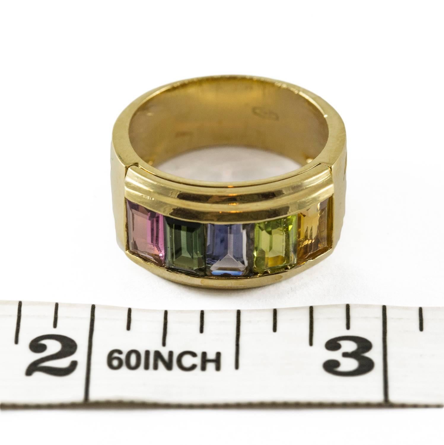18K Multi Gemstone Band Ring In Excellent Condition For Sale In Toronto, Ontario