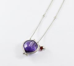 Unique Miniature Amethyst & Diamond Perfume Bottle Necklace