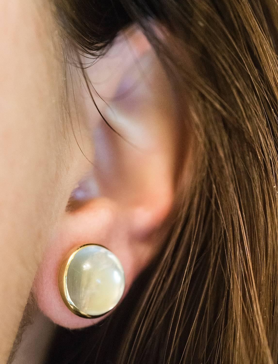 Vintage Moonstone and Gold Ear Studs 1