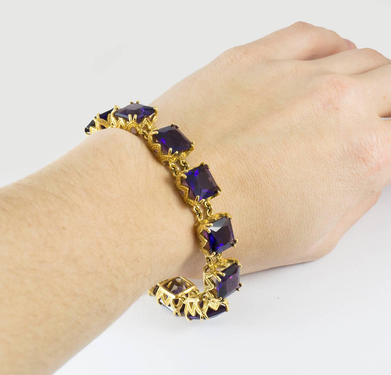  Gold Amethyst Bracelet For Sale 1