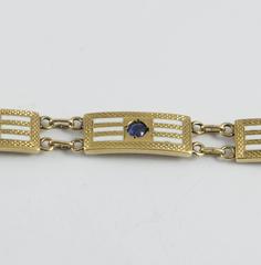 Art Deco Sapphire Gold and Enamel Link Bracelet