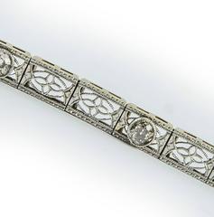 Art Deco Gold Diamond Filigree Bracelet