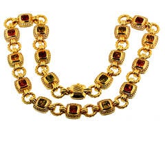 David Yurman Peridot Citrine Diamond Gold Link Necklace