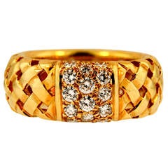 Tiffany & Co. Vannerie Diamond Gold Band Ring